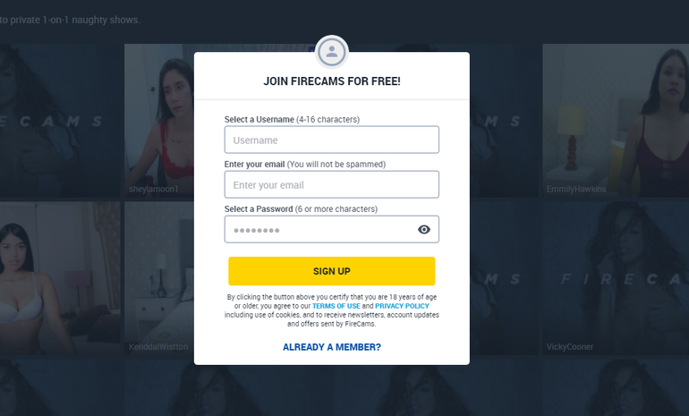 Firecams sign up